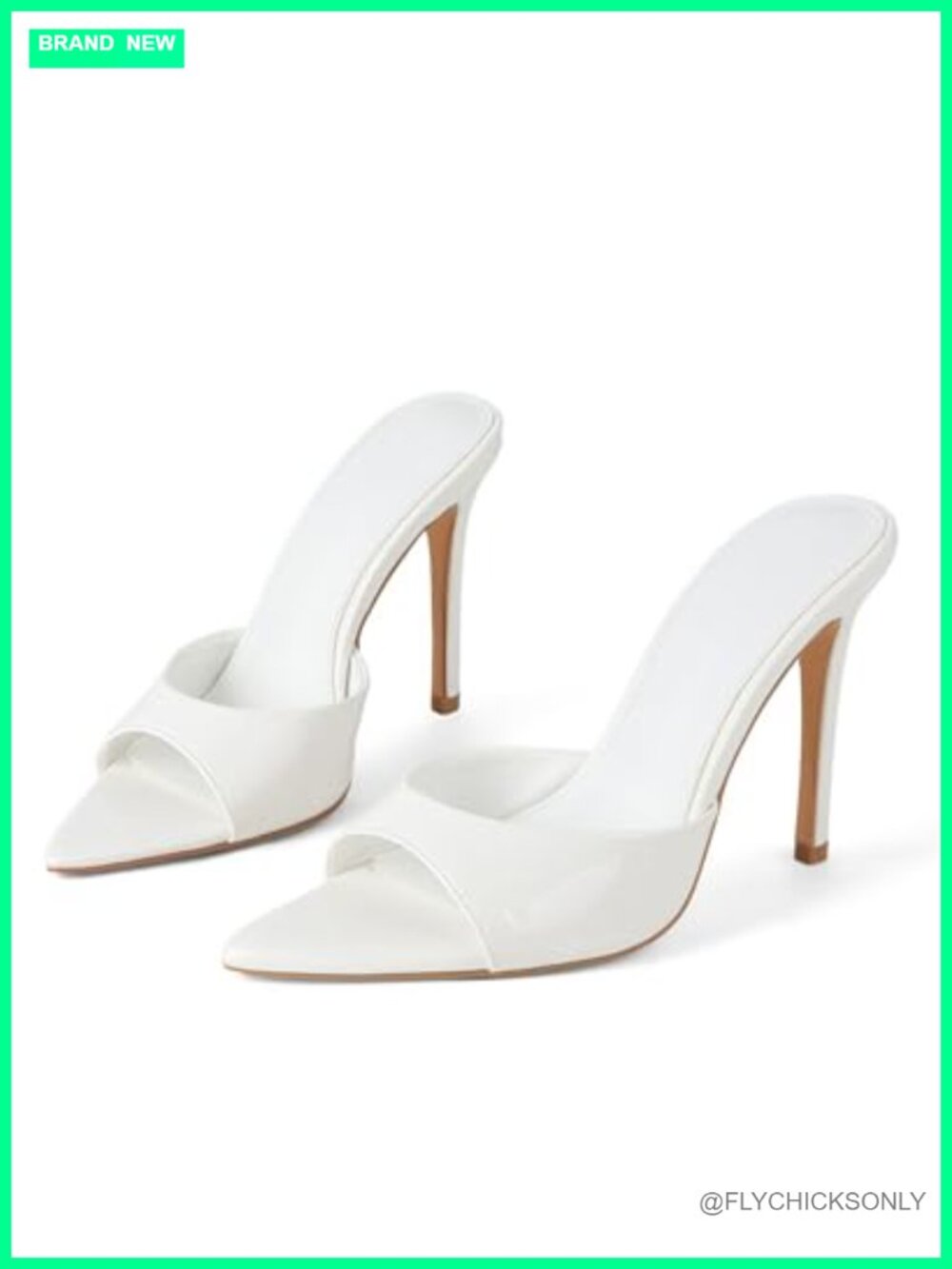 Faux Leather Stiletto Heel Mules Slip On Dress Sandals
